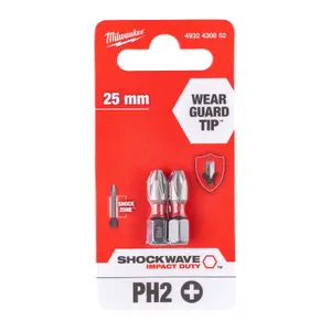 Milwaukee - SHOCKWAVE™ IMPACT DUTY Screwdriver Bits PH2 25mm - 2 Piece