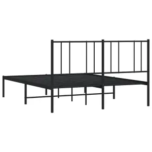 Berkfield Metal Bed Frame with Headboard Black 160x200 cm