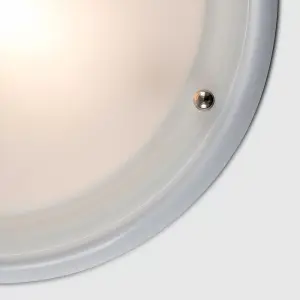 ValueLights Modern White Flush Ceiling Light With Frosted Glass Shade