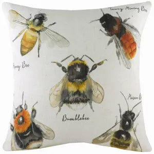 Evans Lichfield Species Bees Watercolour-Painted Polyester Filled Cushion