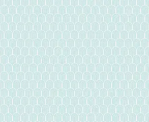 Hoopla Walls Retro Arch Teal Blue 10m Wallpaper Matt Smooth