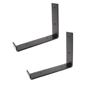 Hammer & Tongs Scaffold Board Iron Shelf Bracket - D235mm - Black - Pack of 2