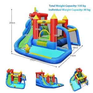 Costway 7-In-1 Inflatable Water Slide Jumping Bouncy Castle House Splash Pool Climbing