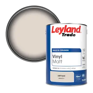 Leyland Trade Vinyl Matt Walls & Ceilings Emulsion Paint Cliff Sand (PPG1072-2) 5L