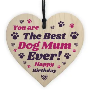 Red Ocean Mum Birthday Gift For Best Dog Mum Ever Wood Heart Pet Lover Dog Birthday Gift