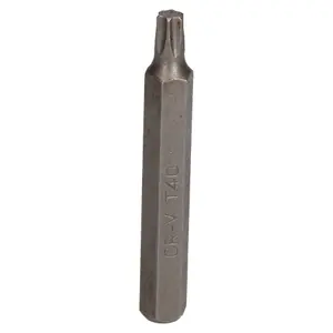 T40 Torx Star Bit 75mm Length 10mm Shank Chrome Vanadium Hardened Tip Cr-V