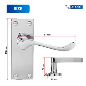 XFORT Polished Chrome Victorian Scroll Lever Latch Door Handles, 2 Pairs