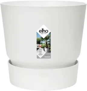 Elho Recycled Plastic Greenville Round 18cm White Plant Pot