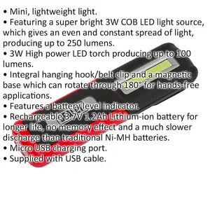 Rechargeable Inspection Light - 3W COB & 3W SMD LED - High Power LED Torch