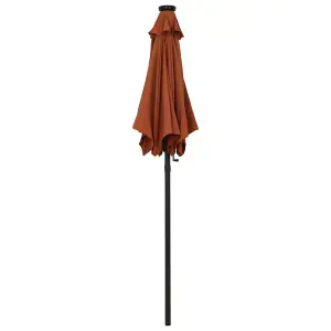 Berkfield Parasol with LED Lights Terracotta 200x211 cm Aluminium