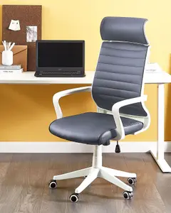 Office Chair Faux Leather Grey LEADER