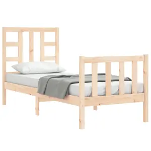 Berkfield Bed Frame with Headboard Small Single Solid Wood