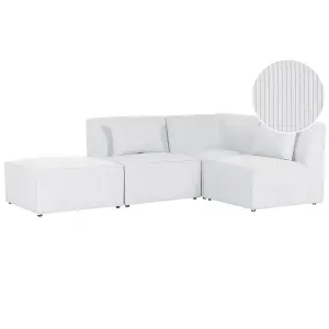 Left Hand 3 Seater Modular Jumbo Cord Corner Sofa with Ottoman Off White LEMVIG