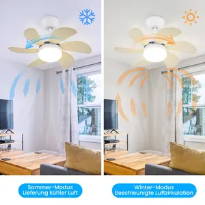 Alisha-Ann 75cm Ceiling Fan with Light Kit White with Wood Blades