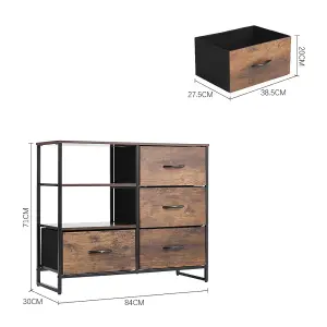 Chest of Drawer Wooden Storage Cabinet with 4 Drawers and Shelves