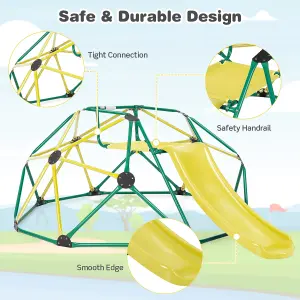 Costway 8FT Dome Climber Kids Toddler Climbing Frame With Slide Geometric Climbing Dome