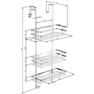 Shower Caddy - hanging with 3 shelves, 30 x 21 x 80 cm - silver