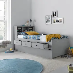 Venus Grey Guest Bed With Drawers And Trundle With Memory Foam Mattresses