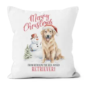 Poly Linen Christmas Cushions Retriever Design 60cm x 60cm