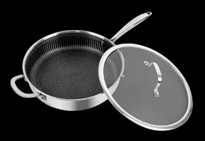 URBNCHEF 28cm Diameter 8Pcs Non Stick Stainless Steel Induction Frying Pan Saucepan Casserole Set