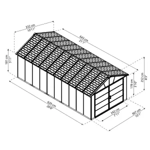 Palram - Canopia Yukon 10x21 ft Apex Dark grey Plastic 2 door Shed