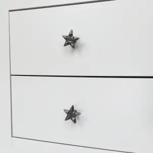 Oakcrafts - Small Antique Cast Iron Star Cabinet Knob - Approx 35mm - Pack of 4