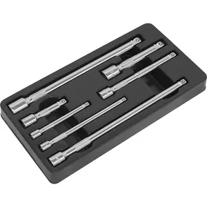 7-Piece Chrome Extension Bar Set for 1/4" 3/8" & 1/2" Drive - Premium Quality