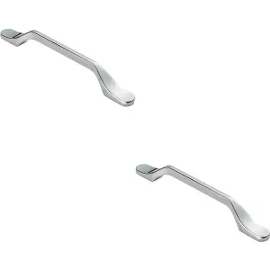 2x Straight Slimline Cupboard Pull Handle 160mm Fixing Centres Polished Chrome