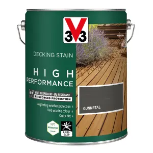 V33 High performance Gunmetal Satin Quick dry Decking Stain, 5L