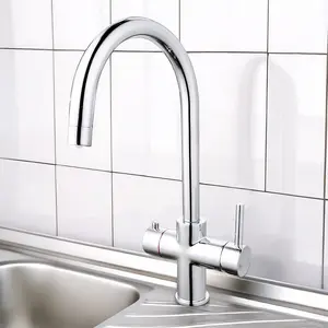 Nes Home Instant Boiling Water Swivel Spout Kitchen Tap Round Chrome With Boiler & Water Filter