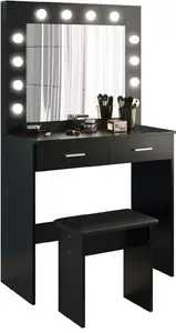 Thurston Dressing Table With Mirror Hashtag Home Colour: Black