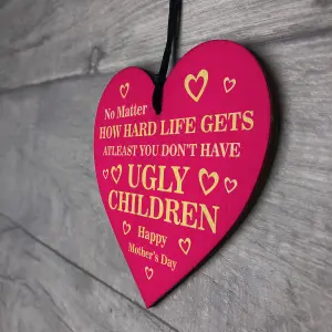 Red Ocean Funny Mothers Day Gift From Son Daughter - Novelty Joke Wooden Heart Mothers Day Gift For Mum - Mother's Day Gifts