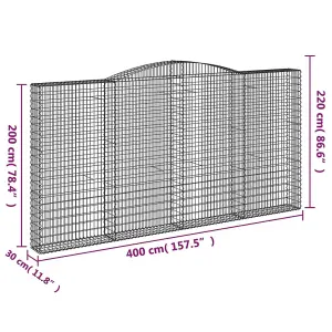 Berkfield Arched Gabion Basket 400x30x200/220 cm Galvanised Iron