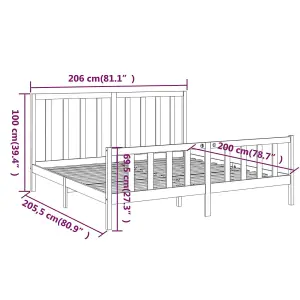 Berkfield Bed Frame White Solid Wood Pine 200x200 cm