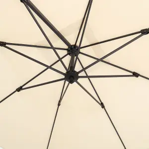 3M Beige Canopy Tilt Garden Roman Umbrella with Fan Shaped Base