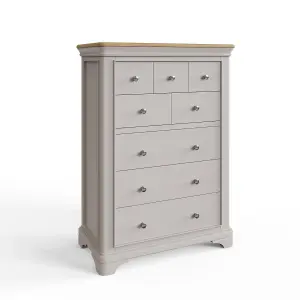 8 Drawer Chest Of Drawers Solid Painted Oak Dove Grey Ready Assembled