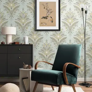 Galerie Mulberry Tree Light Blue Floral Leaf Wallpaper Roll