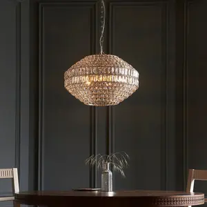 Luminosa Aversa Pendant Ceiling Light Bright Nickel Plate, Clear Crystal Glass