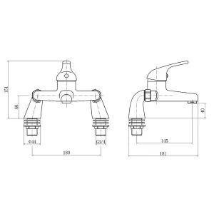 Rinse Bathrooms Bathroom Monobloc Bath Filler Mixer Tap Chrome