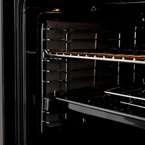 Cooke & Lewis CLMFSTa Built-in Single Multifunction Oven - Brushed black & grey stainless steel effect