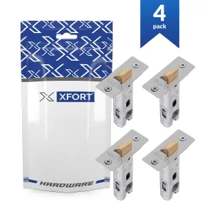 XFORT 4 Pack 75mm Satin Chrome Tubular Latch, Mortice Door Latch