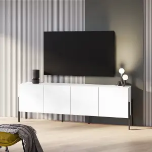 Sleek Yukon 25 TV Cabinet 2040mm in White - Contemporary Media Unit H700mm D400mm