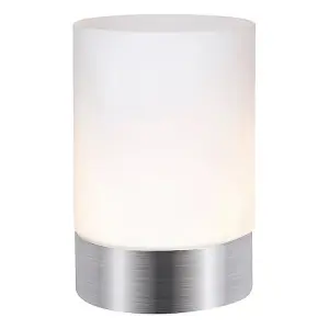 Contemporary Small Brushed Silver Touch Dimmable Table Lamp