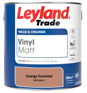 Leyland Trade Vinyl Matt Walls & Ceilings Emulsion Paint Orange Essential (PPG1063-5) 2.5L