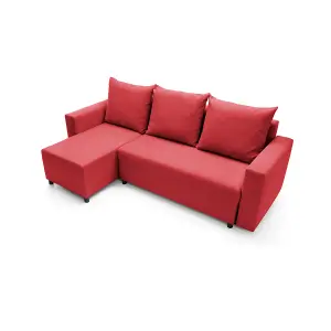 Oslo Reversible Corner Sofa Bed in Red