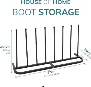 House of Home 4 Pair Black Boot Rack Shoe Welly Stand Storage Organiser