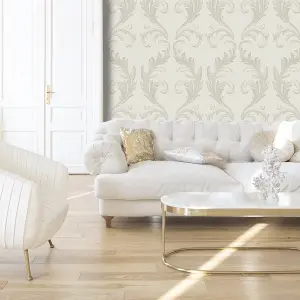 Belgravia Décor Tiffany Scroll Cream Textured Wallpaper