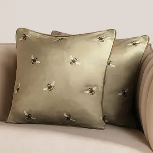 4 Pack Bee Matte Velvet Cushion Covers Home Decor, Sage - 45 x 45cm