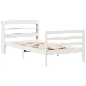 Berkfield Bed Frame with Headboard without Mattress White 100x200 cm