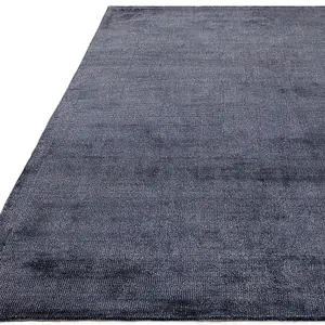 Blue Handmade Luxurious Modern Plain Sparkle Rug For Bedroom & Living Room-160cm X 230cm